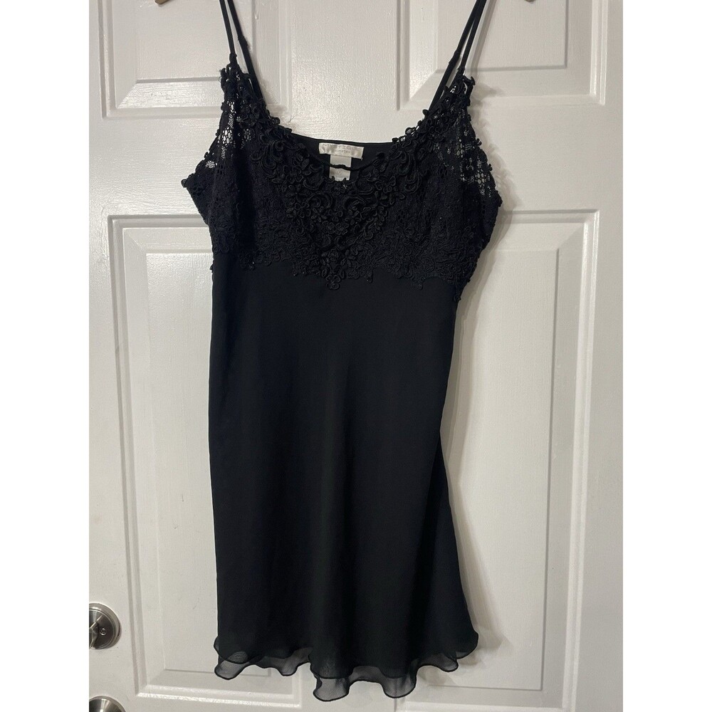 Women's Medium Whimsical Mystique Intimates Black Lace Cami/Slip Top Gothic Lace